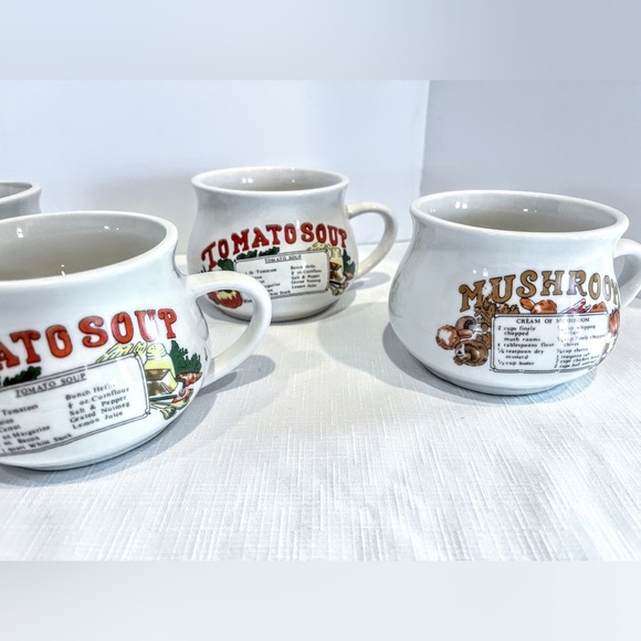 Vintage Soup Recipe Soup Cups Tomato and Mushroom - Picture 3 of 13